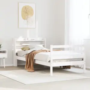 Berkfield Bed Frame with Headboard without Mattress White 100x200 cm