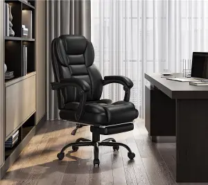 Yaheetech PU Leather Adjustable Executive Office Chair - Black