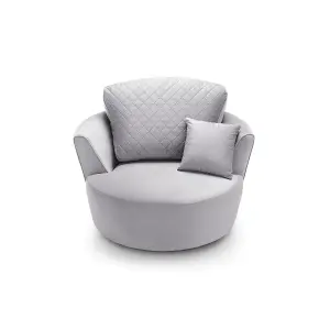 Chicago Velvet Swivel Chair in Light Grey