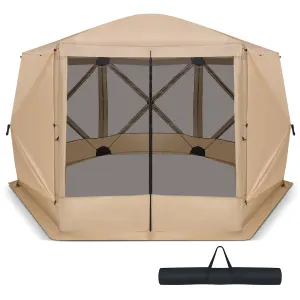 Costway 346 x 305 cm Pop-up Screen House Tent 6-Sided Camping Gazebo Instant Setup Hub Tent with Portable Carrying Bag