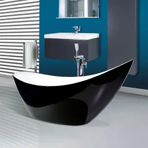 Black 1750mm Freestanding Bathtub