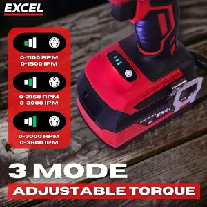 Excel 18V Cordless Brushless Impact Driver with 1 x 4.0Ah Battery Charger & Bag