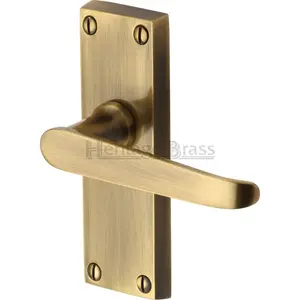 Heritage Door Handle Lever Latch Victoria Short Design (Set of 2) Antique Brass