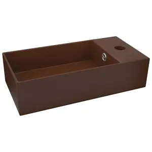 Berkfield Bathroom Sink with Overflow Ceramic Dark Brown