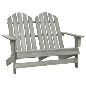 Berkfield 2-Seater Garden Adirondack Chair Solid Fir Wood Grey