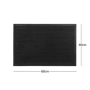 Nicoman Black Harmony Ribbed Rubber Heavy duty Door mat, 60cm x 40cm