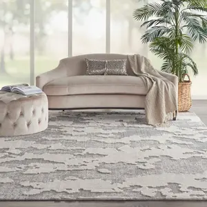 Ivory Grey Abstract Modern Easy to clean Rug for Bedroom & Living Room-66 X 229cm (Runner)