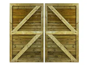 Pair Of Driveway Gates - Premium Horizontal Tongue And Groove (0.9m Height x 3m Width,Without Capping)