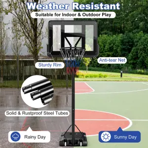 Costway 308 to 368cm Basketball Hoop Set w/Wheels & Free Secure Bag Indoor Outdoor