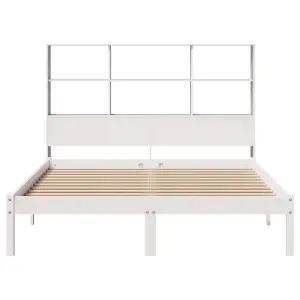 Berkfield Bookcase Bed without Mattress White 140x200 cm Solid Wood Pine