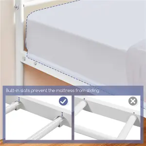 Yaheetech White 3ft Single Metal Bed Frame with Arrow Design Headboard and Footboard