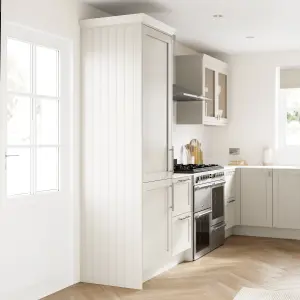 Tydeman Matt pebble Tongue & Groove Tall Clad on larder panel (H)2400mm (W)610mm