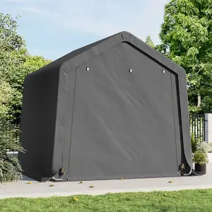 8 x 8 ft Garden Dark Grey Galvanized Tube Furniture Storage Tool Shed