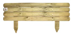 Wooden Garden Fixed Border Lawn Edging Horizontal Panels Log Roll 280mm high Pack of 2