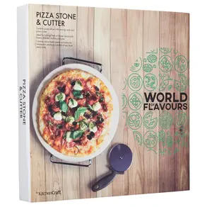 KitchenCraft World of Flavours Italian Pizza Stone Set