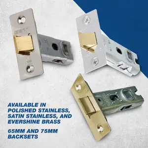 UAP 4 Sets 65mm Tubular Latch Square - Door Latches - Internal Doors Square Corners - Mortice Latch - 65mm - Polished Stainless