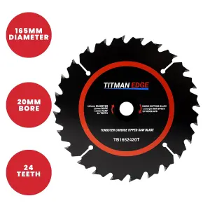 Titman Edge Plunge Saw - Triple Pack - 165mm 20mm Bore -TBTRIPKB