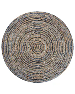 Round Area Rug 140 cm Blue with Beige LEVENTLER