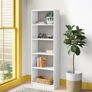 Albee Bookcase White / (5 Shelves) 182cm H x 60cm W x 32cm D