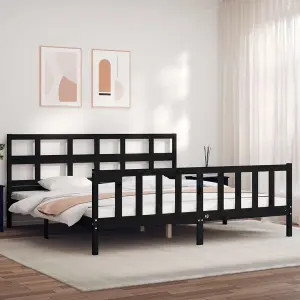 Berkfield Bed Frame with Headboard Black 200x200 cm Solid Wood