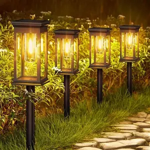 Outdoor Garden Solar Lights, 4 Pack Upgraded Garden Lights, Solar Powered, Waterproof, Auto On/Off Solar Lights, Outdoor Patio, Patio Decorative Lawn