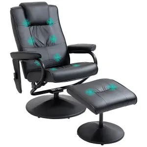 HOMCOM Massage Recliner Chair Cushioned Ottoman 10 Point Vibration Black