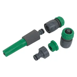 Sealey 80 Metres Water Hose With Fittings & Spray/Jet Nozzle Green PVC GH80R