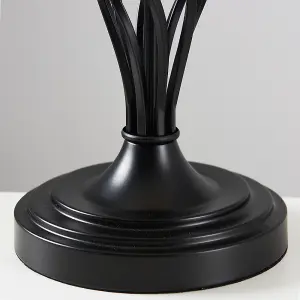 ValueLights Memphis Traditional Style Satin Black Barley Twist Table Lamp with Frosted Shade