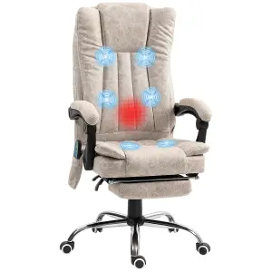 Vinsetto 6-Point Vibrating Heat Massage Chair w/ Microfibre Upholstery Cream