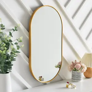 Loy Oval Metal Framed Wall Mounted Vanity Mirror Gold