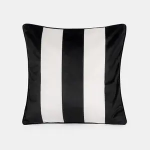 4 Pack Stripe Matte Velvet Cushion Covers, Mono - 45 x 45cm