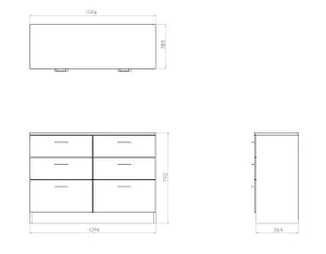 Tenby Ready assembled Matt dark oak effect 6 Drawer Midi Chest of drawers (H)795mm (W)1120mm (D)415mm