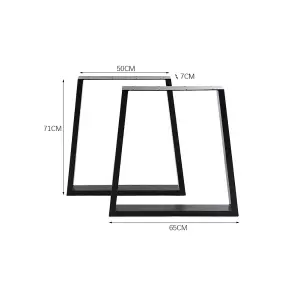 Black Furniture Legs Trapezoidal Metal Table Legs for Home DIY,2PCS,L65 x W7 x H71 cm