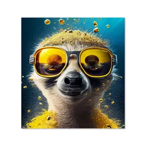 Meerkat With Golden Glasses Splashart Premium Glass Kitchen Splashback W700mm x H650mm