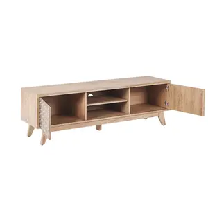 Beliani Retro TV Stand Light Wood PRESCOT