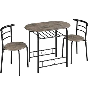 Yaheetech 3 Piece Modern Round Dining Table Set Drift Brown (L) 80cm x (W)53cm