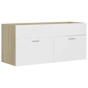 Berkfield Bathroom Furniture Set White and Sonoma Oak Engineered Wood