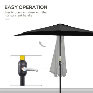 Outsunny 2.7m Metal Frame Garden Furniture Parasol Half Round Umbrella