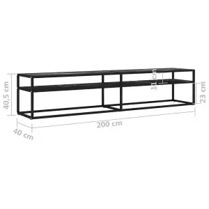 Berkfield TV Cabinet Black Marble 200x40x40.5 cm Tempered Glass