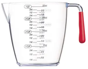 Colourworks 3 Piece Red Acrylic Measuring Jug Set