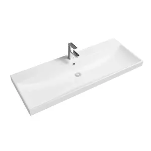 5409 Ceramic 120cm x 45cm Thick-Edge Inset Basin with Scooped Full Bowl