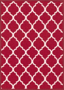 Machine Washable Trellis Design Anti Slip Doormats Red 50x80 cm