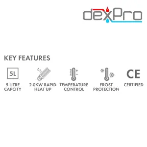 Dexpro Vented Water Heater: Undersink with Mixer Tap and Hoses