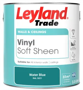 Leyland Trade Vinyl Soft Sheen Walls & Ceilings Emulsion Paint Water Blue (RAL 5021) - 2.5L