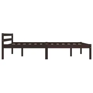 Berkfield Bed Frame Dark Brown Solid Pine Wood 140x200 cm