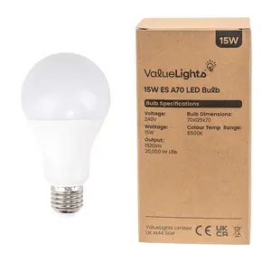 ValueLights Pack of 10 High Power 15w LED ES E27 GLS Energy Saving Long Life Bulb - 6500K Cool White