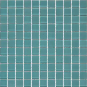 Glina Blue Frosted Gloss & matt Glass effect Flat Glass Mosaic tile sheet, (L)300mm (W)300mm