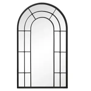 Classic Black Tall Rounded Window Mirror Full-length Outdoor Garden Arch Mirror H107cm x 65cm