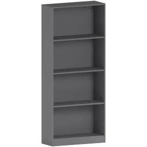 Vida Designs Cambridge Grey 4 Tier Large Bookcase Freestanding Shelving Unit (H)1400mm (W)600mm (D)240mm