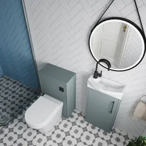 Cloakroom Suite - Vanity Unit, Tap and Toilet - Grey/Black